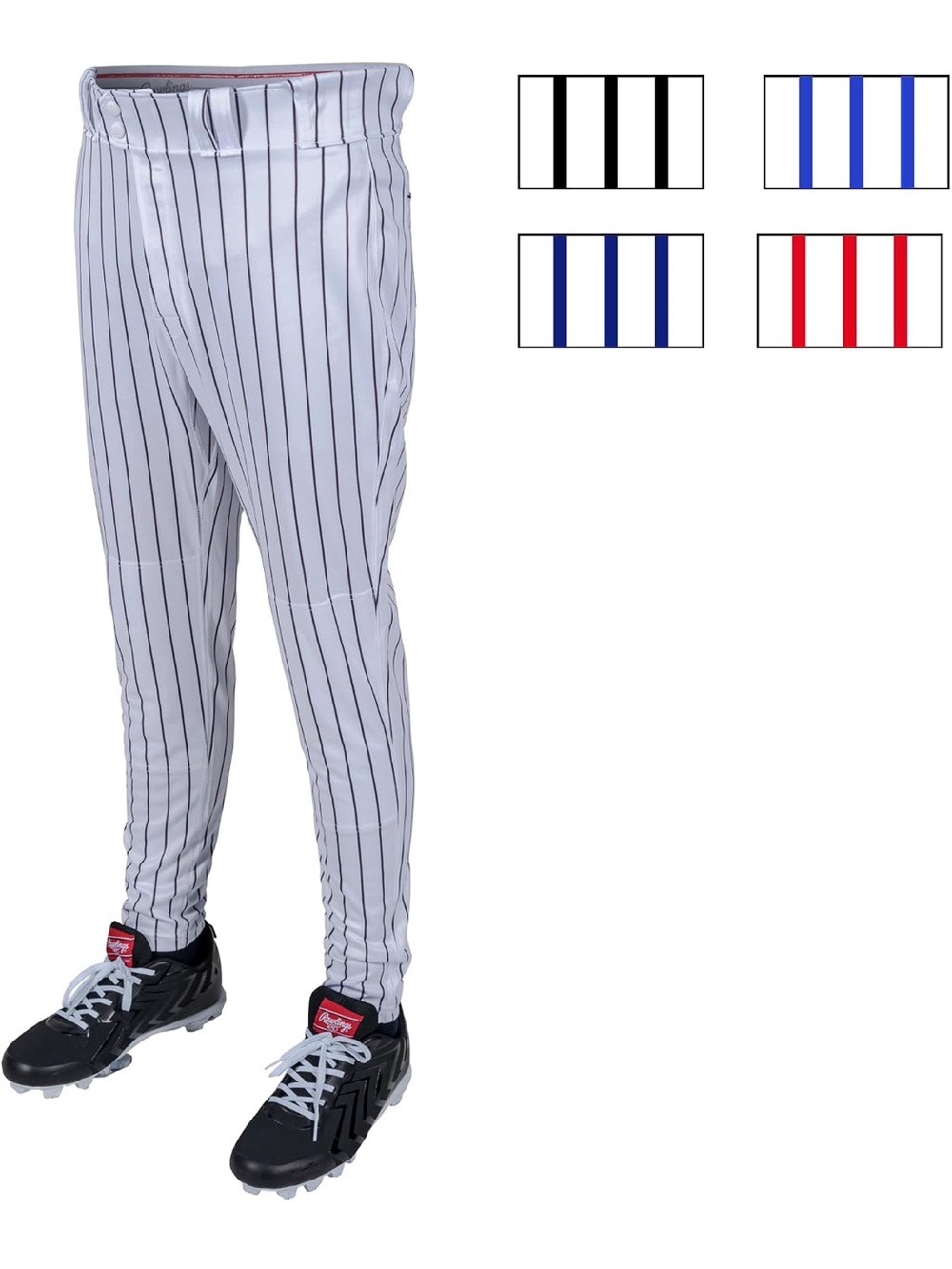 Rawlings Boy's Pro 150 Baseball Pants Tapered Jogger Fit Pinstripes. 2603/bb14-3